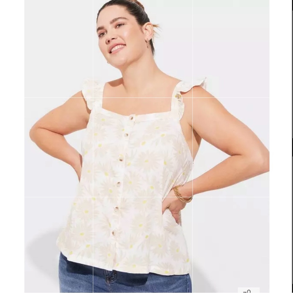 Torrid Cream Floral Button-Front Tank Top Size 1 NWT
